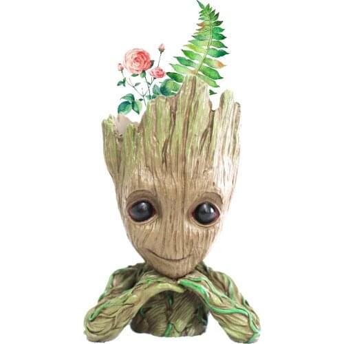 New Version Cartoon Flowerpot Tree Man Figures Cute Model Toy Pen Pot holder PVC Hero Model Vessel