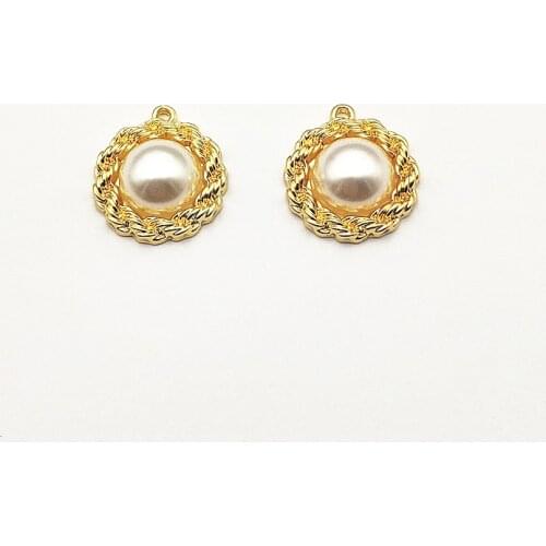 New arrival! 22x20mm 50pcs Imitation pearls Round charm for Earrings DIY making parts,Jewelry Accessories Findings & Components