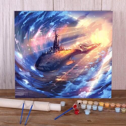 Scenery Flying City Painting By Numbers Package Acrylic Paints 40*50 Painting On Canvas Home Decoration For Adults Handiwork