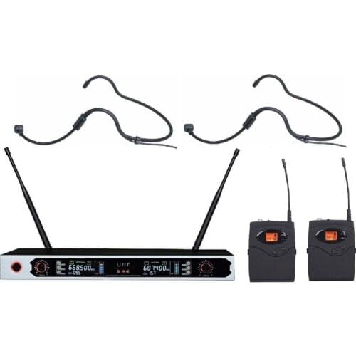 Bolymic professional UHF Dual Channel Wireless Headset Microphone System microfono condensador