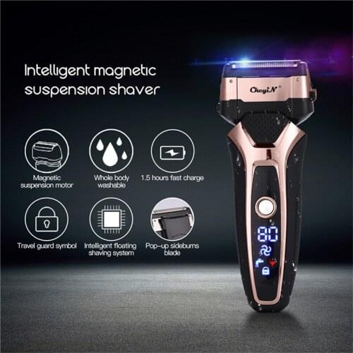 Triple Blade Cutting System Whole Body Washing Electric Shaver Intelligent LED Display Razor USB Rechargeable Razor Man Shave
