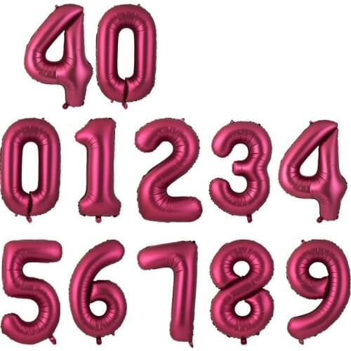 Number Balloon 42 Inch Large Digital Aluminum Film Thin Style Digital Balloon Amazon New Wine Red Aluminum Foil Balloon Colorful