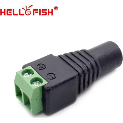 Hello Fish JR 5.5*2.1mm 12V DC Female Power Connector, Jack Plug for LED Strip or Security Camera System