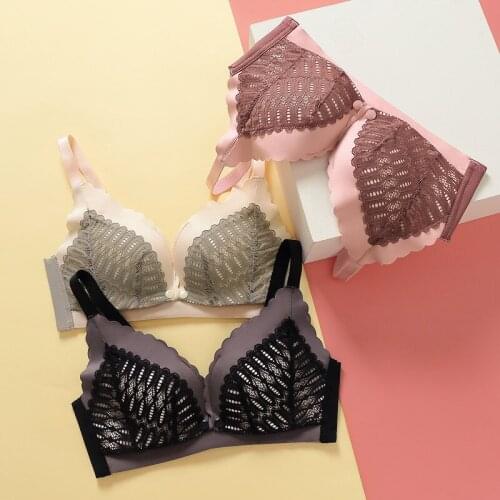 Wireless Underwear Front Buckle Seamless Comfortable Breathable Gather Bra Women Sexy Lace Large Size Push Up Lingerie