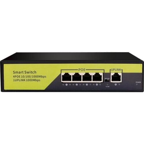 1-Port 1000M Uplink 4-Port POE 1000 Mbps Full Gigabit 5-Port POE Switch 52V Internal Power Supply for Monitoring Camera