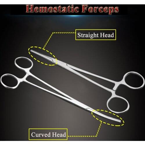 1PCS Straight Head Curved Head Hemostatic Forceps Stainless Steel Pet Forceps Locking Clamp for Fishing Sewing