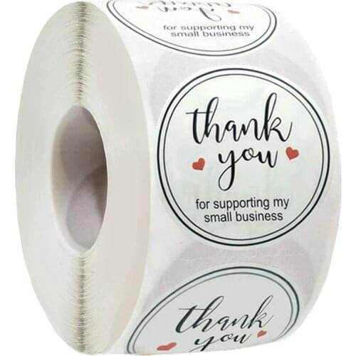 100/500 Pcs Thank You For Supporting My Small Business Stickers 1.5Inch White Love Sticker For Packaging Seal Decor Supplies