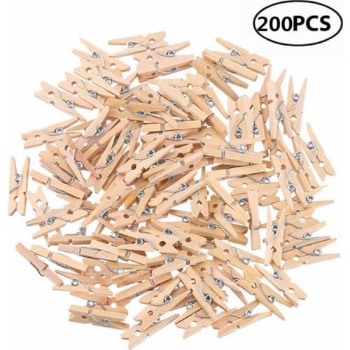 200pcs 3.5*0.7cm Natural Wooden, Stain Proof for Multipurpose Everyday Laundry, Clothes, Towels, Craft, Photos, Pictures, Decor