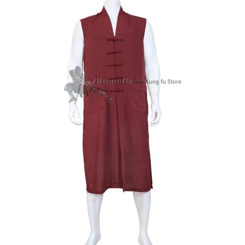 25 Colors High Quality Buddhist Robe Shaolin Monk Long Vest Martial arts Meditation Uniform Kung fu Tai chi Suit