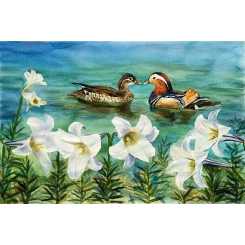 5D DIY Square Diamond Painting Cross Stitch Animal Duck Round Rhinestones diamond Embroidery Mosaic Lily pattern Home Decor