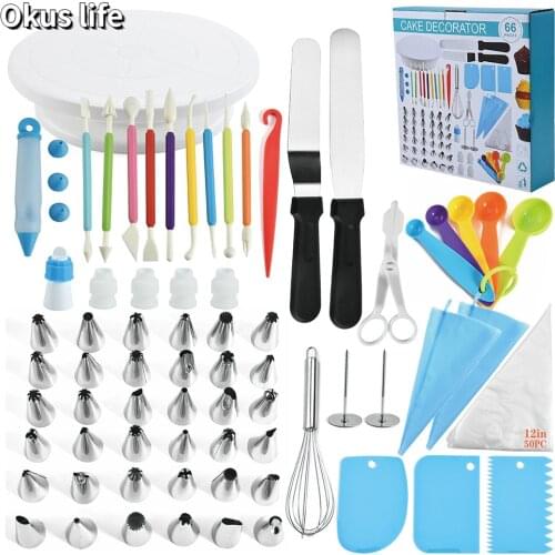 New 66pcs Stainless Steel Flower Mouth Mounting Set, Cream Cake Decoration Baking Set, Complete Baking Kitchen Tools