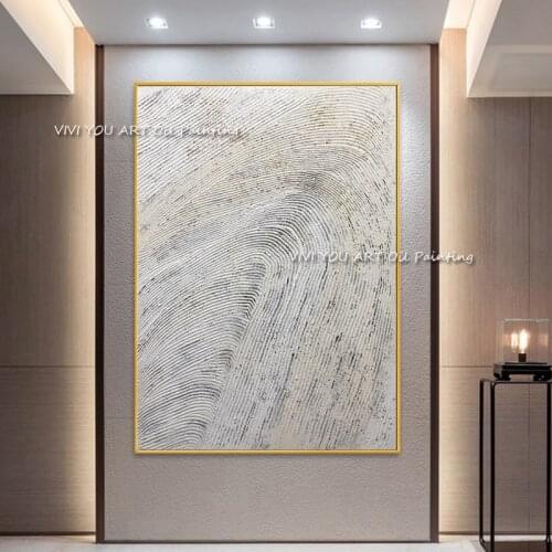 Abstract 100% Handmade Oil Painting Living Room Modern Simple Thick White Pattern American Nordic Large Decorative Painting