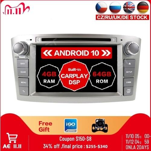 Android 10.0 RAM 4G DVD Stereo Multimedia For Toyota Avensis/T25 2003-2008 Radio GPS Navigation Video Auto Audio Navigation Head