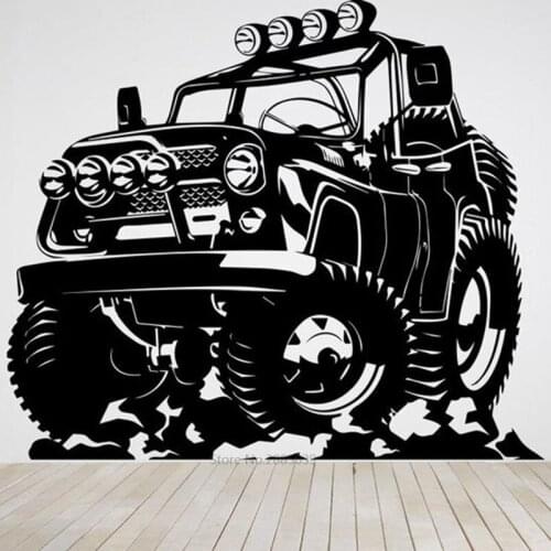 Big Size Cool Racing Car Living Room Boy Bedroom Home Decal SUV Off-Road Removable Vinyl Wall Sticker Mural BD336