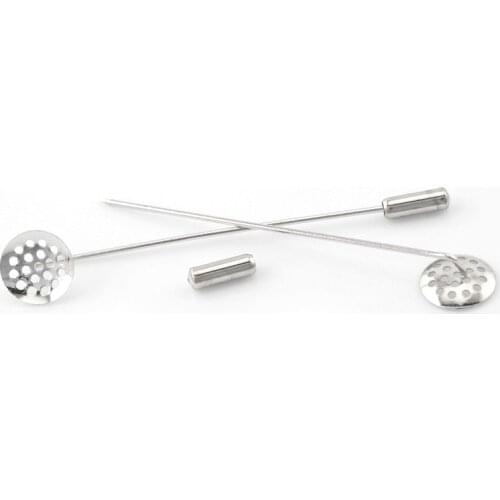 DoreenBeads 2Pieces silver color Round Cabochon Setting Brooches 6.9x1.2cm(2 6/8"x 4/8"), Tray:12mm(4/8") Hot new