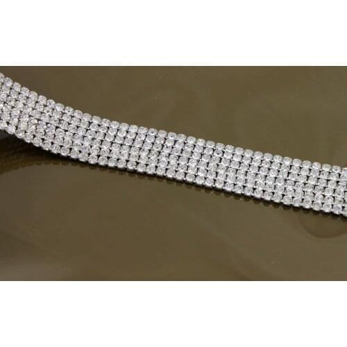 10Yards Clear Crystal Rhinestone Close Chain Sewing Craft Trimming Claw Chain DIY Jewelry Crafts Wedding Party Decoration 6 Rows