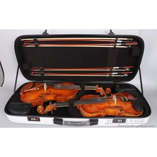 4/4 Double Violin Case Code lock Carbon fiber Square Case Yinfente put two violins four bows