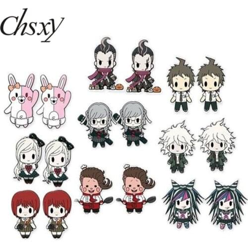 CHSXY Danganronpa V3 Game Anime Earrings Acrylic Oma Kokichi Kawaii Figures Art Picture Resin Epoxy Earrings For Fans Gifts