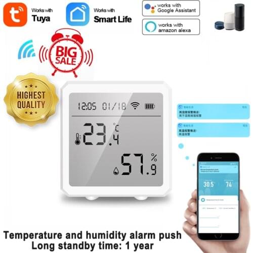 Tuya ZigBee Smart Home Temperature And Humidity Sensor With LED Screen Works With Google Assistant And Tuya Zigbee Hub