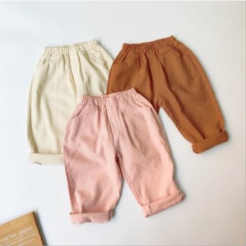 2021 New Stylse Girls Boys Long Pants Spring Cotton Fashion Kids Pants 1-6 t QI59
