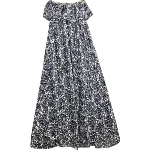 Women Summer Boho Sexy Floral Print Off the Shoulder Long Maxi Beach Dress Female Vestido