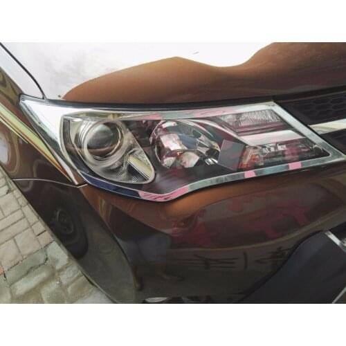 2015 For toyota RAV4 RAV 4 2013-2015 Exterior ABS Chrome Front Head Lights Lamp Headlight Cover Trim Lamp Shade Protection Frame