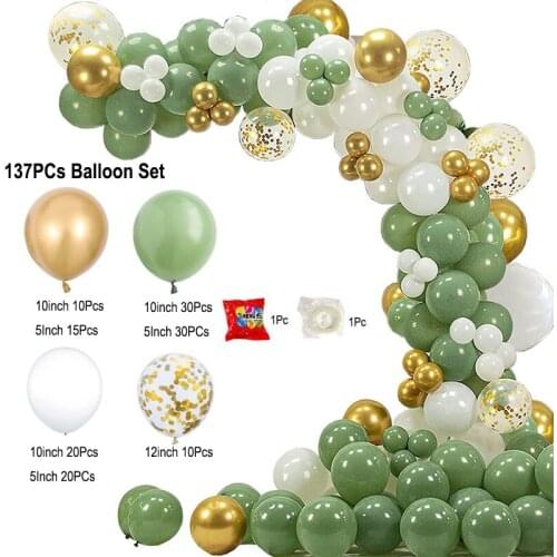Retro Green Balloon Garland Arch Kit Avocado Green White Balloon Baby Shower Kids Wedding Birthday Party Decorations