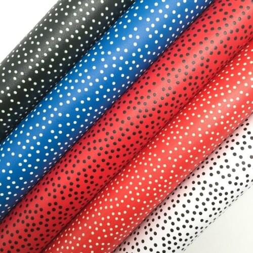 Amonglitter Wholesales Leather Supplier Polka Dots Printed Synthetic Leather Faux Vinyl Printed Sheets Bows DIY 21x29cm MB129