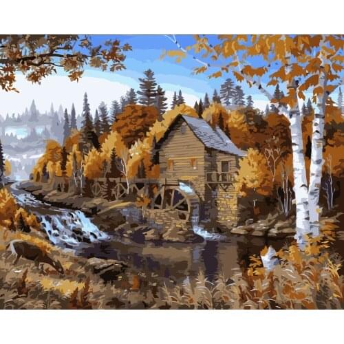 MaHuaf-i074 Autumn countryside painting by numbers landscape on canvas home decor hand painted unique DIY gift for living room