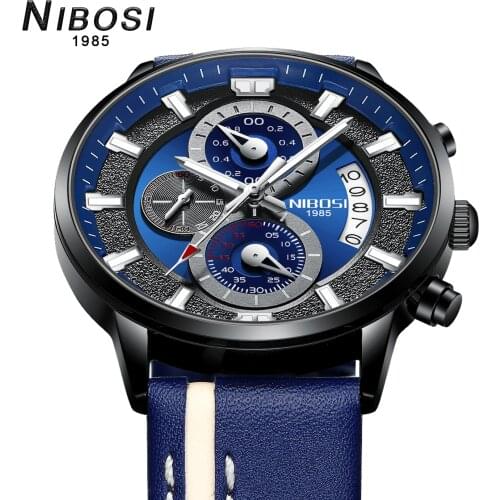 NIBOSI Relogio Masculino clocks mens quartz wrist watches top luxury brand leather watch men fashion dress casual wristwatches