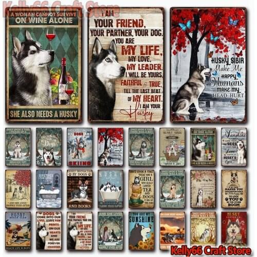 [ Kelly66 ] Pet Husky Dog Bath Soap You Are My Sunshine Friend Tin Metal Sign Home Pub Bar Decor Painting 20*30 CM Size Dy206
