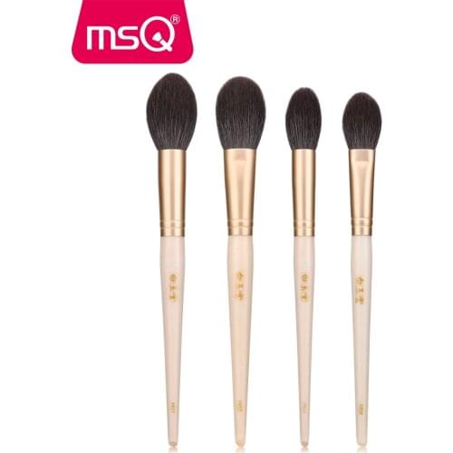 MSQ 2PCS Makeup Brushes Set Goat Hair Highlight Blusher Powder Large Make up Brush Kits Gold ferrule Natural Wood Handle