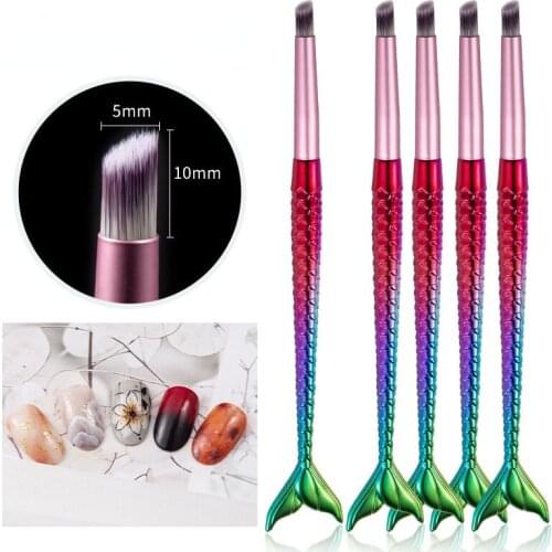 1pcs/set Mermaid Nail Brush Set Nylon Makeup Brushes Line Tool Cosmetics Mermaid 3D Handle Colorful Nail Art Tools Liner Pen