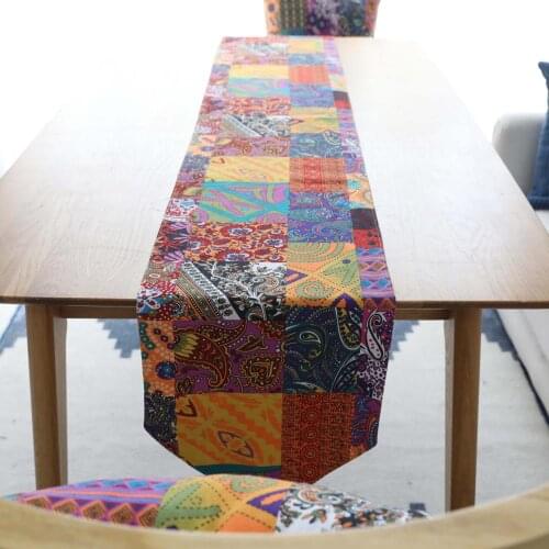 Bohemia Table Runners Nordic Room Decor with Tassel Patchwork 200 cm Cotton and Linen Dining Table Cover bieznik na stol T260