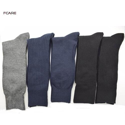 Fcare 5 pair=10pcs long leg black,blue, gray stripe 44, 45, 46, 47 cotton men socks dress socks long leg business crew socks