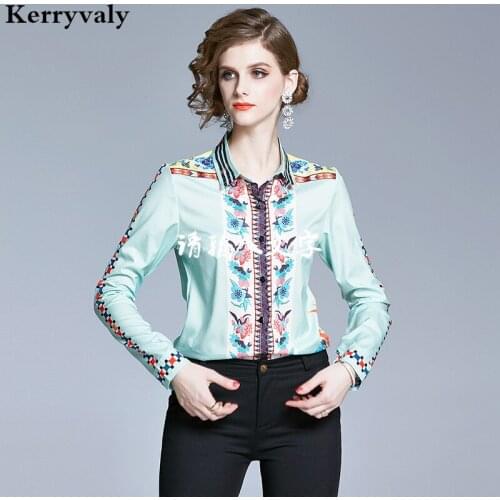 New Elegant Women Printed Spring Shirt Blusas Mujer De Moda 2021 Fashion All-match Lapel Long Sleeve Ladies TopsK6687