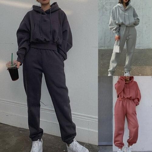 New Autumn Winter Tracksuit Two Piece Set Womens Hooded Sweatshirt And Pants 2PCS Outfits Female Casual Woman Jogger Sport Suit
