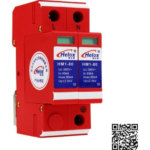 Single-phase 220V First-stage Power Lightning Arrester 40-80KV Outdoor Surge Protector 2.5kV