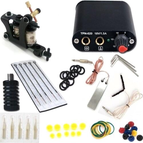Royun Complete Tattoo Machine Set Gun Needle Power Supply Grip Tip Ink Cup Kit