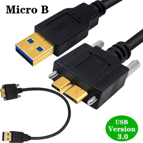 Gold Plated 5Gbps USB 3.0 A Male to Micro B Cord with Dual Locking Screw Charging & Data Cable for External Hard Driver