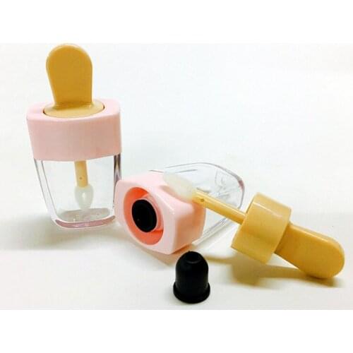 50PCS Transparent Clear Pink Lip Balm Tubes Containers Cosmetic Tube Plastic Ice Cream Lip Rouge Tube Lip Gloss Lip Cream Tube