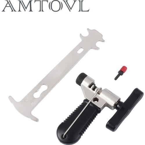 AMTOVL Bicycle Stainless Steel Chain Cutter Splitter Repair Breaker Removel Tool With Chains Wear Indicator
