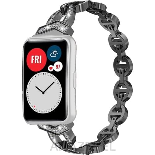 New Watch Band For Huawei Watch FIT with diamond Strap Accessories stainless steel metal band bracelet Huawei Watch fit Strap