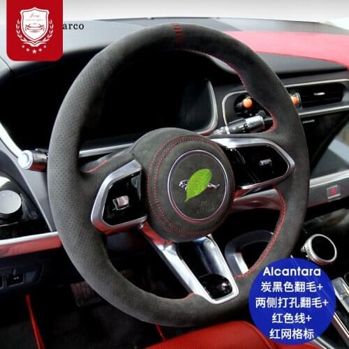 Steering wheel cover for JAGUAR XF XJL XE F-PACE F-TYPE Real Alcantara suede hand-sewn grip cover Auto parts car accessories