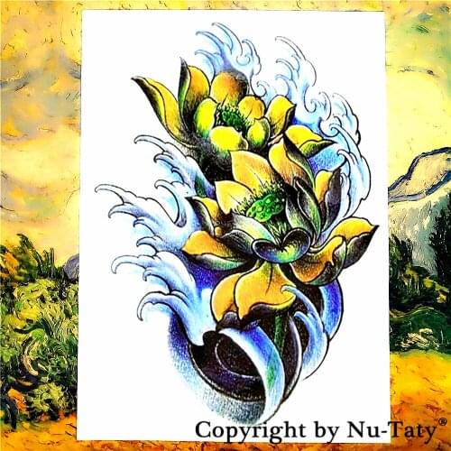 SHNAPIGN China Lotus Temporary Tattoo Body Art Flash Tattoo Stickers 21*15cm Waterproof Car Styling Home Decor Wall Sticker
