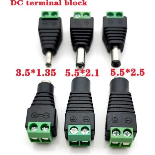 5PCS male and female DC Power plug 5.5 x 2.1MM 5.5*2.5MM 3.5*1.35MM 12V 24V Jack Adapter Connector Plug CCTV 5.5x2.1 2.5 1.35