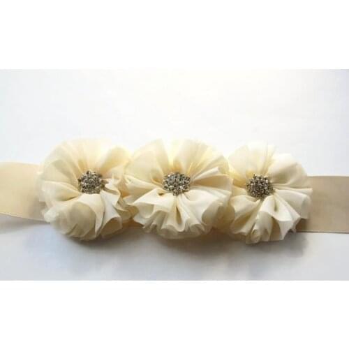 Ivory wedding belt baby girl satin ribbon sash Belt bridesmaid chiffon Flower sash women Maternity sash belt accessories