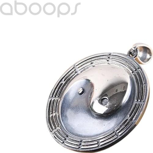 Vintage 925 Sterling Silver Yin Yang Pendant-Round Tag-for Men Women,Free Shipping
