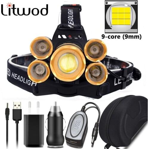 XHP100 5 LED Headlight Zoomable Aluminum Alloy Headlamp 2* 18650 5200mAh Battery Head Flashlight Torch Lamp Powerbank Function