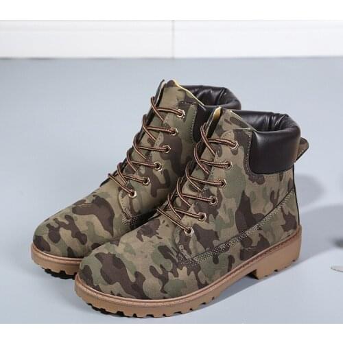 High Quality Brand Women Camouflage Casual Boots Winter Warm Waterproof Unisex Ankle Flat Boots Couple Platform Boots